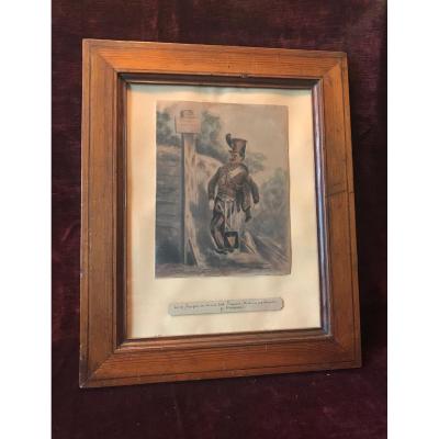 Military Caricature Drawing Of A Soldier From The 2nd Hussar Regiment Restoration Period