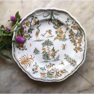 Earthenware Plate From Moustiers With Grotesques 