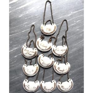 Set Of Ten Porcelain Wine Bottle Labels