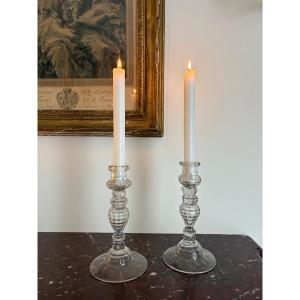 Pair Of Cut Glass Candlesticks