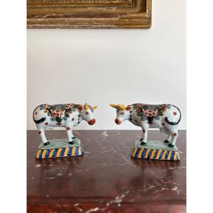 Pair Of Delftware Cows