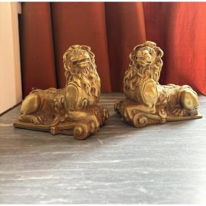 Pair Of Lion-shaped Andirons