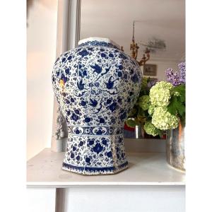 Large Delft Earthenware Vase With Putti Decoration