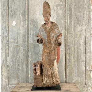 XVII Polychrome Carved Wood