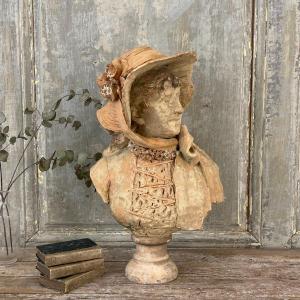 Terracotta Bust Signed Garnier