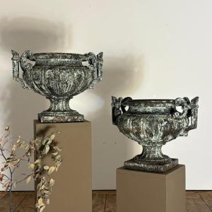 Pair Of 19th Century Cast Iron Vases