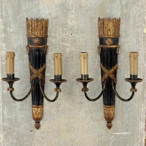 Pair Of Empire Style Quiver Wall Sconces