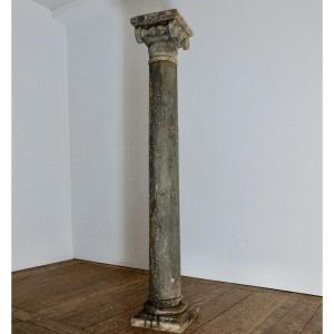 Ionic Column In Painted Wood, Late 18th Century