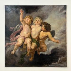 Large Painting Of Cherubs After Rubens