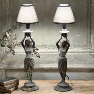 Pair Of 19th Century Pharaoh Style Lamp