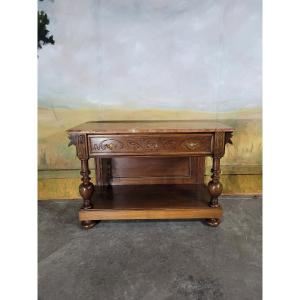 19th Century Walnut And Marble Serving Trolley