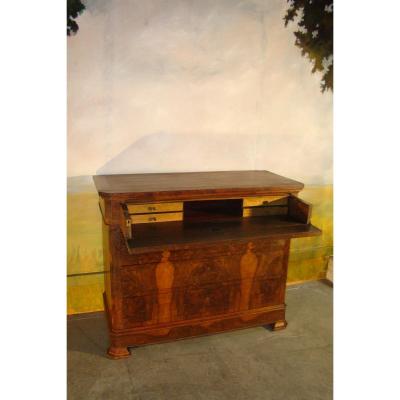 Commode Bureau In Walnut Louis Philippe Period