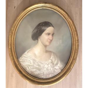 19th Century French School – Portrait Of Baroness De Lay, Oil On Canvas