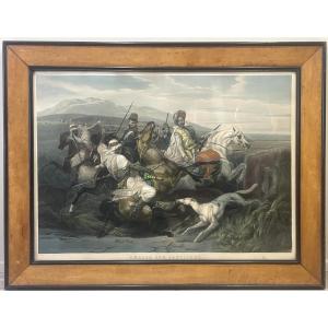 Engraving By Jean Pierre Marie Jazet, "wild Boar Hunting In The Sahara Plain" (1835)