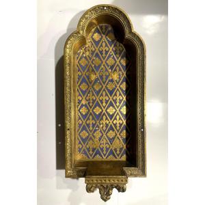 19th-century Bronze Niche With Fleur-de-lis Decoration And Gilt Patina