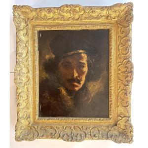 French School, 19th Century - Portrait Of A Man - Oil On Heavy Cardboard