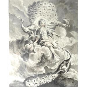 French School, 18th Century – The Peacock Complaining To Juno – Drawing