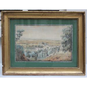 Jean Lubin Vauzelle (1776-1839) – View Of The Château De Roucy (aisne) – Watercolor