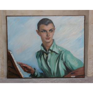 Jean-gabriel Domergue - Self-portrait - Oil On Canvas