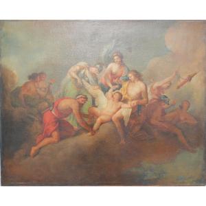 French School, 19th Century – The Gods Clipping Cupid's Wings – Oil On Canvas