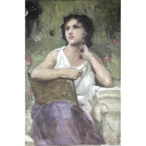 William Bouguereau - Study For 'inspiration' - Oil On Canvas