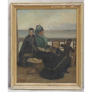 Alfred Stevens (attributed To) - Grandmother, Mother And Child In Sainte-adresse