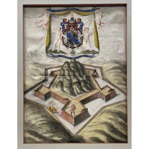 17th Century French School - Coat Of Arms Of H.r. De Besson De Rozéfort - Watercolor