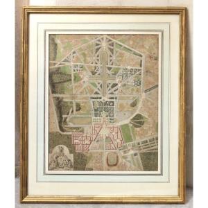 18th Century French School - Plan De Versailles, 1768 - Ink And Watercolor