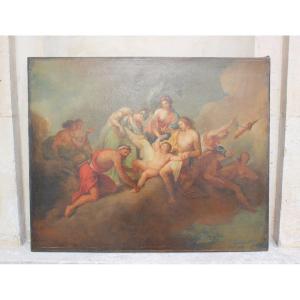 French School Of The 19th Century - Les Dieux Coupant Les Ailes De Cupidon - Oil On Canvas