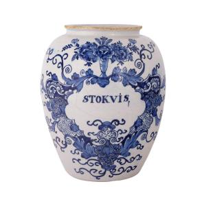 Dutch Tobacco Jar From Delft: Stokvis, 18th Century