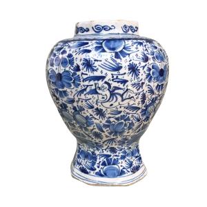 An Antique Dutch Delft Vase With Angels. Early 18th Century.