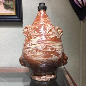 A Pilgim Bottle Or Pilgrim's Flask, With Masks, Marbled, Italy, Tuscany, 17th Century