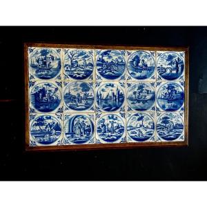 Tray Made Up Of 15 Delft Tiles Early 18th Century