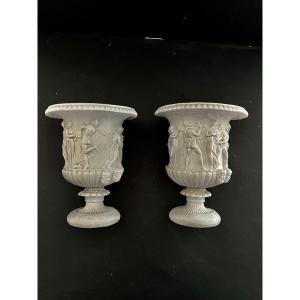 Pair Of Medici Biscuit Vases, Early 19th Century