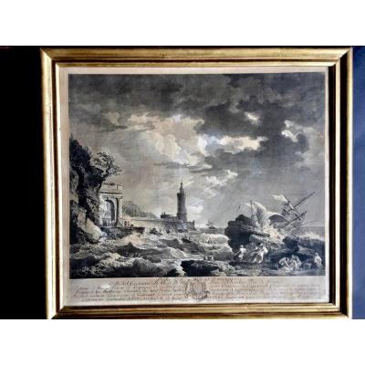 Engraving After Vernet Engraved By Balechou Around 1750