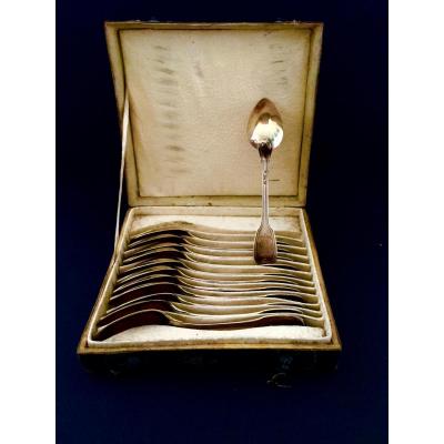 12 Teaspoons In Vermeil Paris 1818-1838