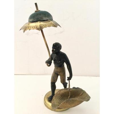 Statuette "nubian Au Parasol" 19th "