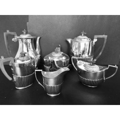 Service Café Et Thé Métal Argenté Angleterre 19 ème Siècle