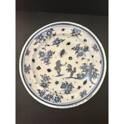 Dish In Earthenware Spain Alcora 18th Century