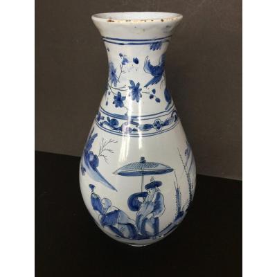 Large Vase Bottle Earthenware De Nevers Around 1660-1680