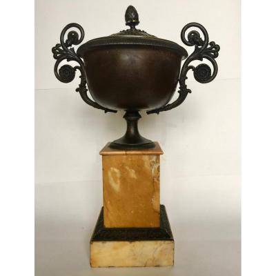 Cassolette In Bronze And Marble Charles X Period