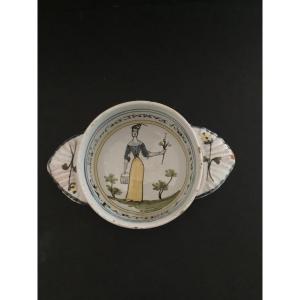 Rare Patronymic Bowl In Moncaut Earthenware Daté 1802