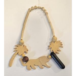 Isadora Paris Perfume Necklace By Danielle Poullain In Galathite With Lion And Palm Tree Motif