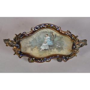 Small Empty Pocket Tray In Enameled Bronze - C. Bayard - XIXth Century