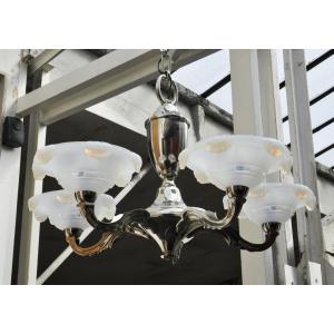 Opalescent Chandelier In Chromed Metal