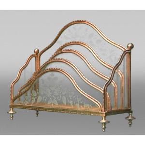 Alphonse Giroux, Document Holder In Acid-etched Glass And Gilt Bronze, 19th Century