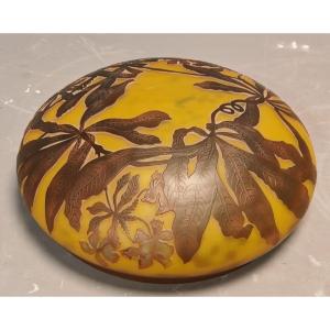 Art Nouveau Lamp Cap In Acid Etched Glass Paste