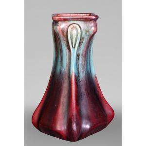 Flamed Stoneware Vase By Eugène Baudin (1853–1918)