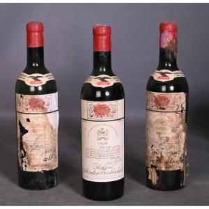 3 Bottles Of Château Mouton Rothschild 1er Grand Cru Classé 1956 Wine