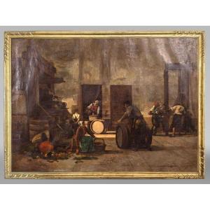 Large Genre Scene Painting – The Wine Press